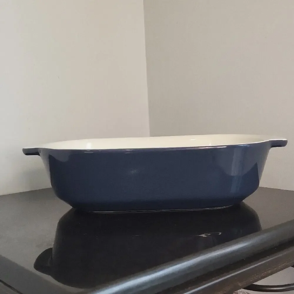 Corning Ware Nautical Navy Blue and White Baking Dish with Plastic Lid 1.5 Qt
